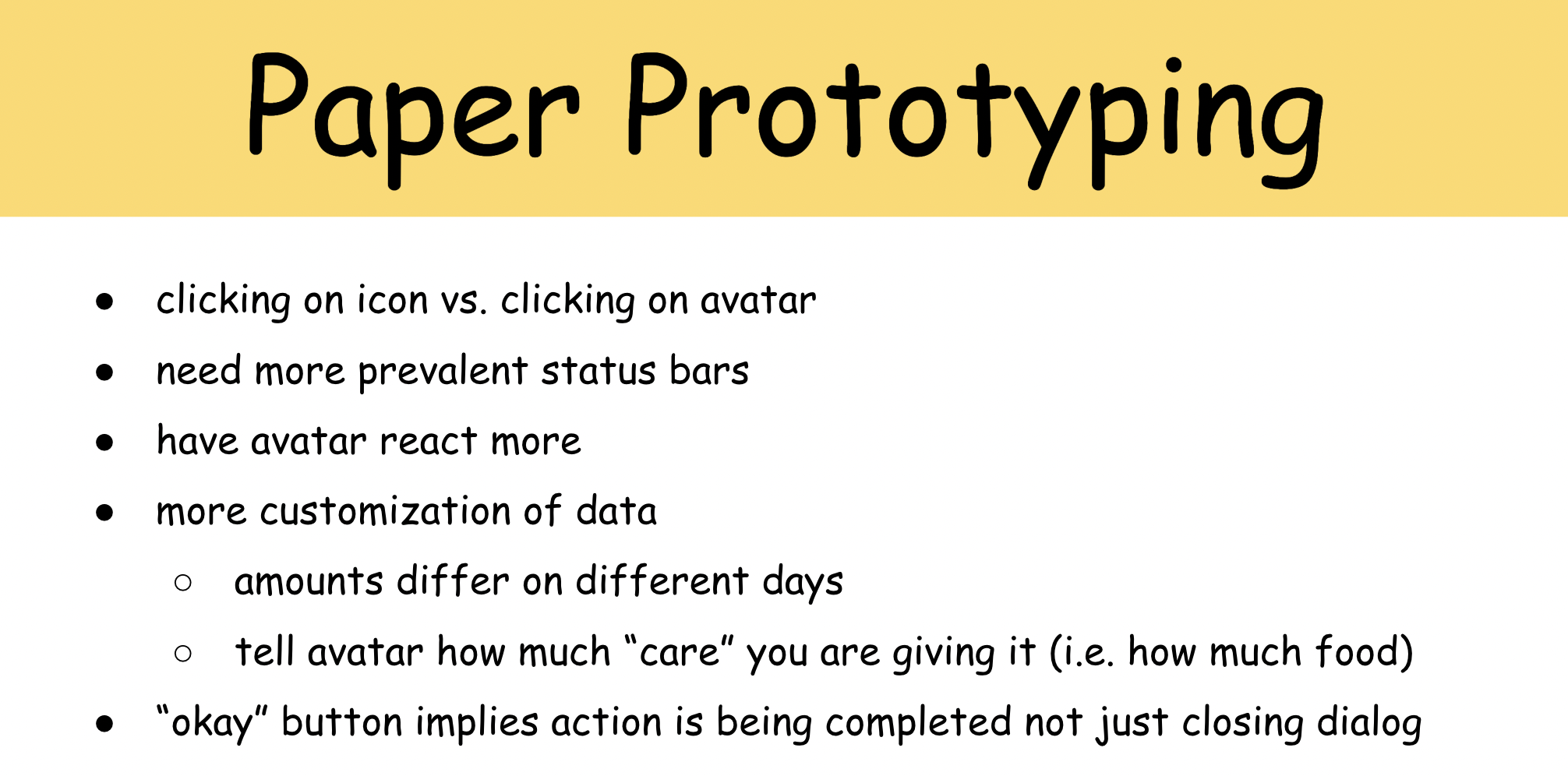 screen from report slide explaining prototype testing takeaways