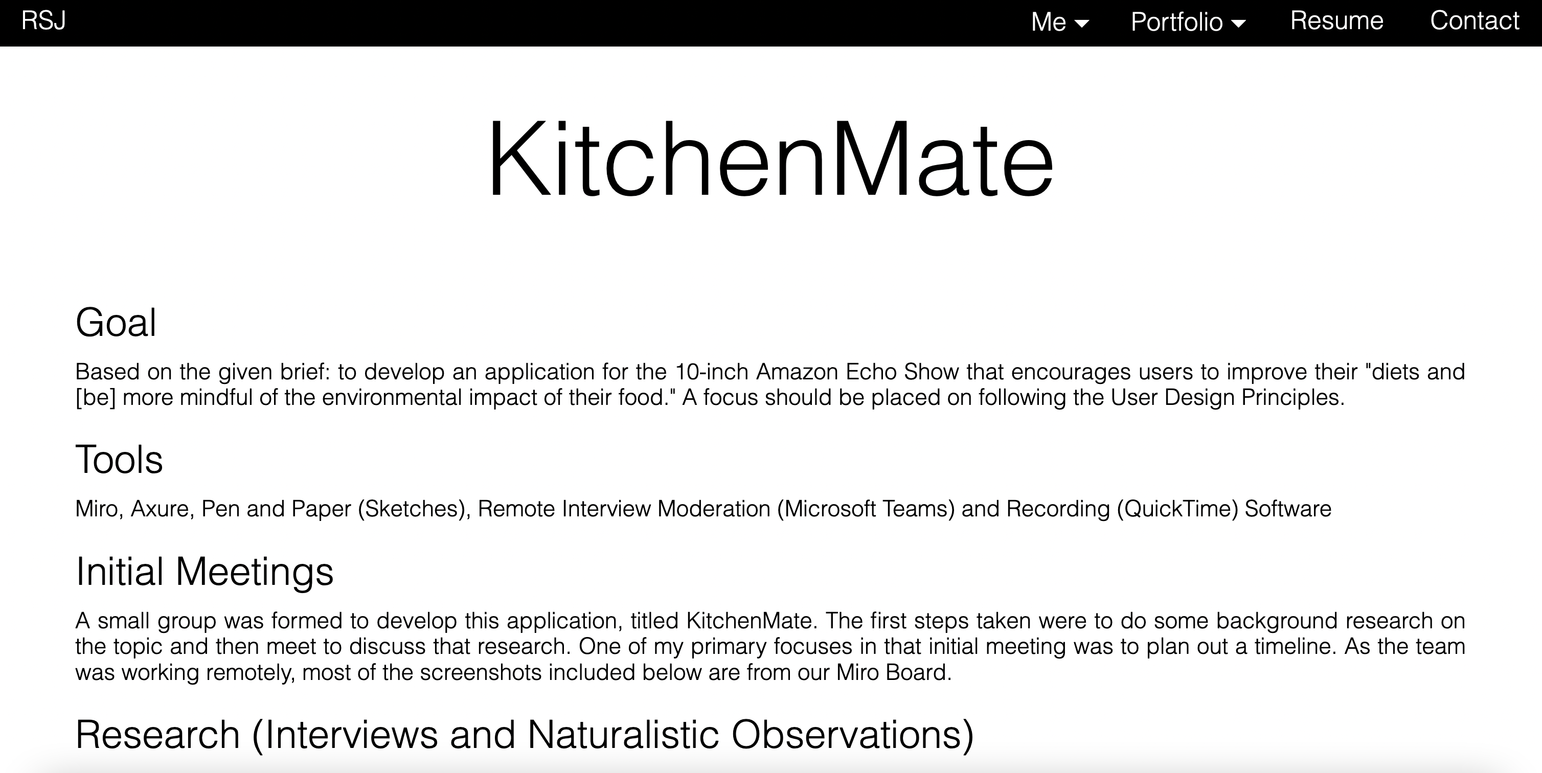 screenshot of kitchenmate page