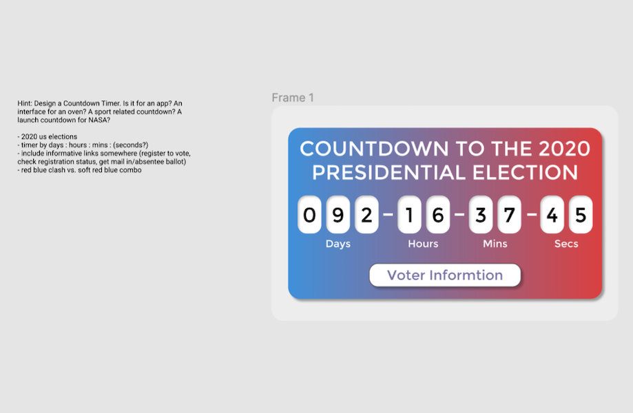 figma draft - gradient blue to red cropped timer for the 2020 presidential election (at 92 days)