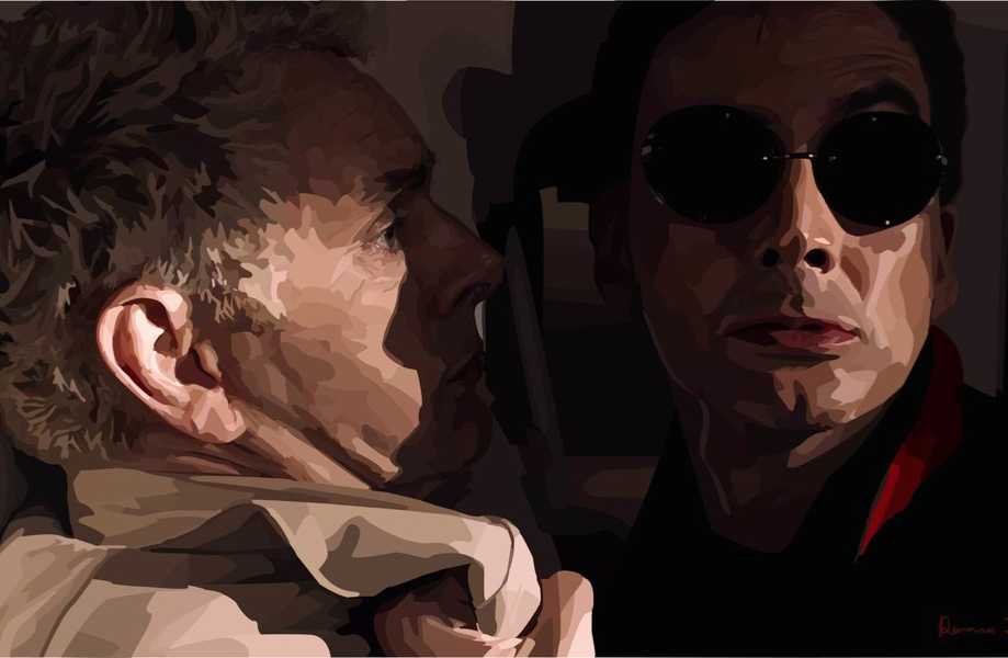 vectorized portrait of aziraphale and crowley from good omens